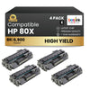 Compatible HP 80X CF280X Black Toner Cartridge High Yield (4 Pack)