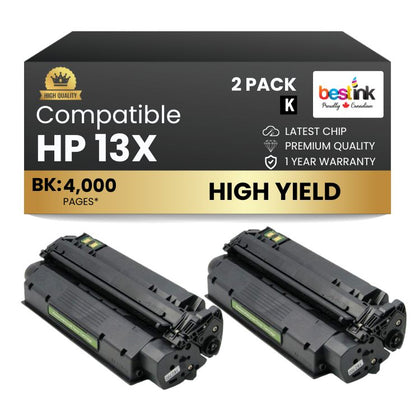 Compatible HP 13X Q2613X Black Toner Cartridge High Yield (2 Pack)