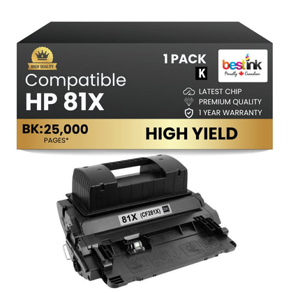 Compatible HP 81X CF281X Black Toner Cartridge High Yield (1 Pack)