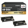 Compatible HP 89X CF289X Black Toner Cartridge High Yield - No Chip (2 Pack)