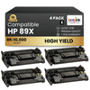 Compatible HP 89X CF289X Black Toner Cartridge High Yield - No Chip (4 Pack)