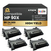 Compatible HP 90X CE390X Black Toner Cartridge High Yield (4 Pack)