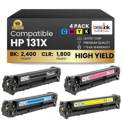 Compatible HP 131X Toner Cartridge Combo BK/C/M/Y (4 Pack)