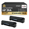 Compatible HP 36A CB436A Black Toner Cartridge (2 Pack)