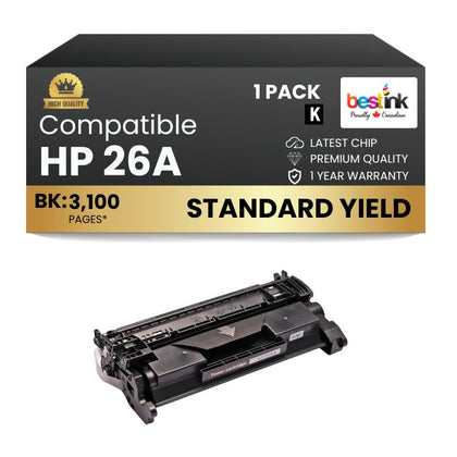 Compatible HP 26A CF226A Black Toner Cartridge (1 Pack)