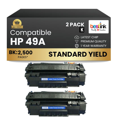 Compatible HP 49A Q5949A Black Toner Cartridge (2 Pack)