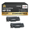 Compatible HP 51A Q7551A Black Toner Cartridge (2 Pack)