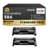 Compatible HP 58A CF258A Black Toner Cartridge - No Chip (2 Pack)