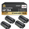Compatible HP 15A C7115A Black Toner Cartridge (4 Pack)
