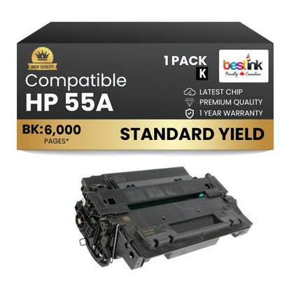 Compatible HP 55A CE255A Black Toner Cartridge (1 Pack)