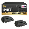 Compatible HP 55A CE255A Black Toner Cartridge (2 Pack)