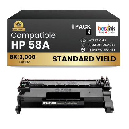 Compatible HP 58X CF258X Black Toner Cartridge High Yield - No Chip (1 Pack)