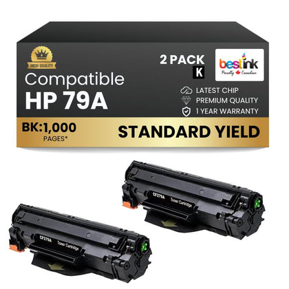Compatible HP 79A CF279A Black Toner Cartridge (2 Pack)