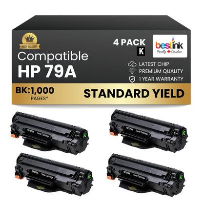 Compatible HP 79A CF279A Black Toner Cartridge (4 Pack)