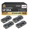 Compatible HP 80A CF280A Black Toner Cartridge (4 Pack)