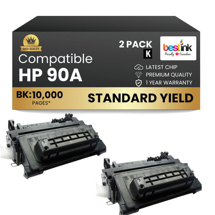 Compatible HP 90A CE390A Black Toner Cartridge (2 Pack)