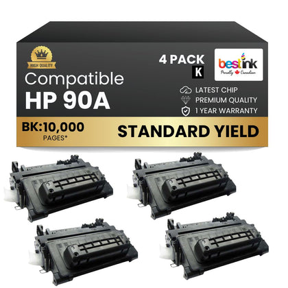 Compatible HP 90A CE390A Black Toner Cartridge (4 Pack)