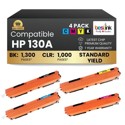 Compatible HP 130A Toner Cartridge Combo BK/C/M/Y (4 Pack)