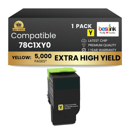 Compatible Lexmark 78C1XY0, Yellow Toner 1 Pack