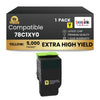 Compatible Lexmark 78C1XY0, Yellow Toner 1 Pack