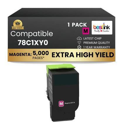 Compatible Lexmark 78C1XM0, Magenta Toner 1 Pack