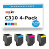 Xerox C310 Remanufactured Toner 4-Pack Extra High Yield with Chip — Black, Cyan, Magenta, Yellow (006R04364/006R04365/006R04366/006R04367) - box and cartridges