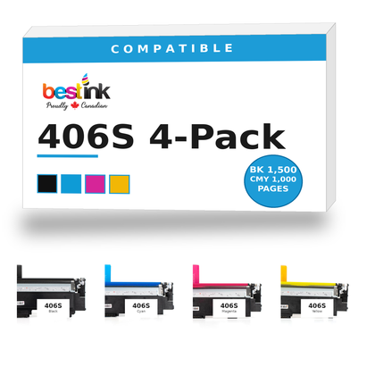 Samsung 406S Compatible 4-Pack — Black, Cyan, Magenta, Yellow (SU122A / ST988A / SU256A / SU466A)