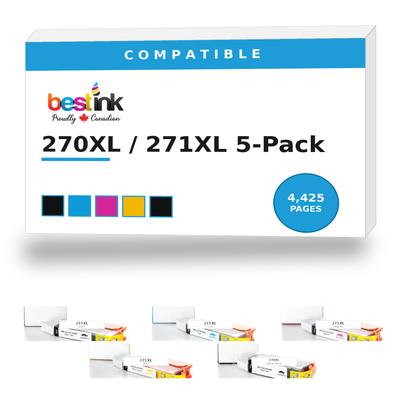 Canon 270XL/271XL Compatible Ink 5-Pack — Black, Cyan, Magenta, Yellow, Pigment Black (0319C001/0336C001/0337C001/0338C001/0339C001)