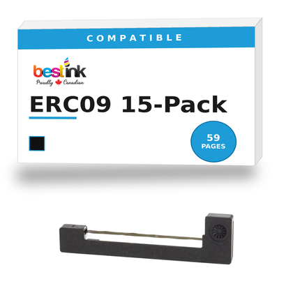 Epson ERC09 Compatible Black Printer Ribbon — 15 Pack (ERC09BK)