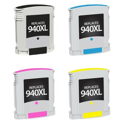 HP 940XL Combo Pack BK/C/M/Y Compatible Inkjet Cartridge- High Capacity, All 4 Colors