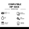 Compatible HP 134X W1340X Black Toner Cartridge - WITH CHIP  (2 Pack)