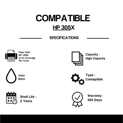 Compatible HP 305X CE410X Black Toner Cartridge High Yield