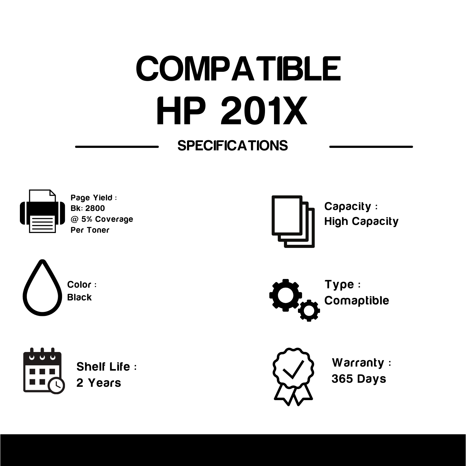 Compatible HP 201X CF400X Black Toner Cartridge High Yield