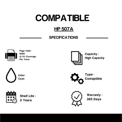 Compatible HP 507A CE400A Cyan Toner Cartridge
