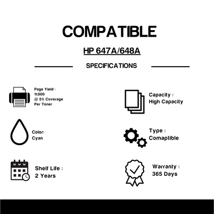 Compatible HP 648A CE261A Cyan Toner Cartridge