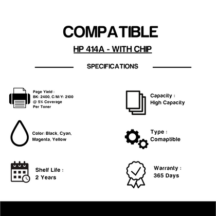 Compatible HP 414A Toner Cartridge Combo - With Chip