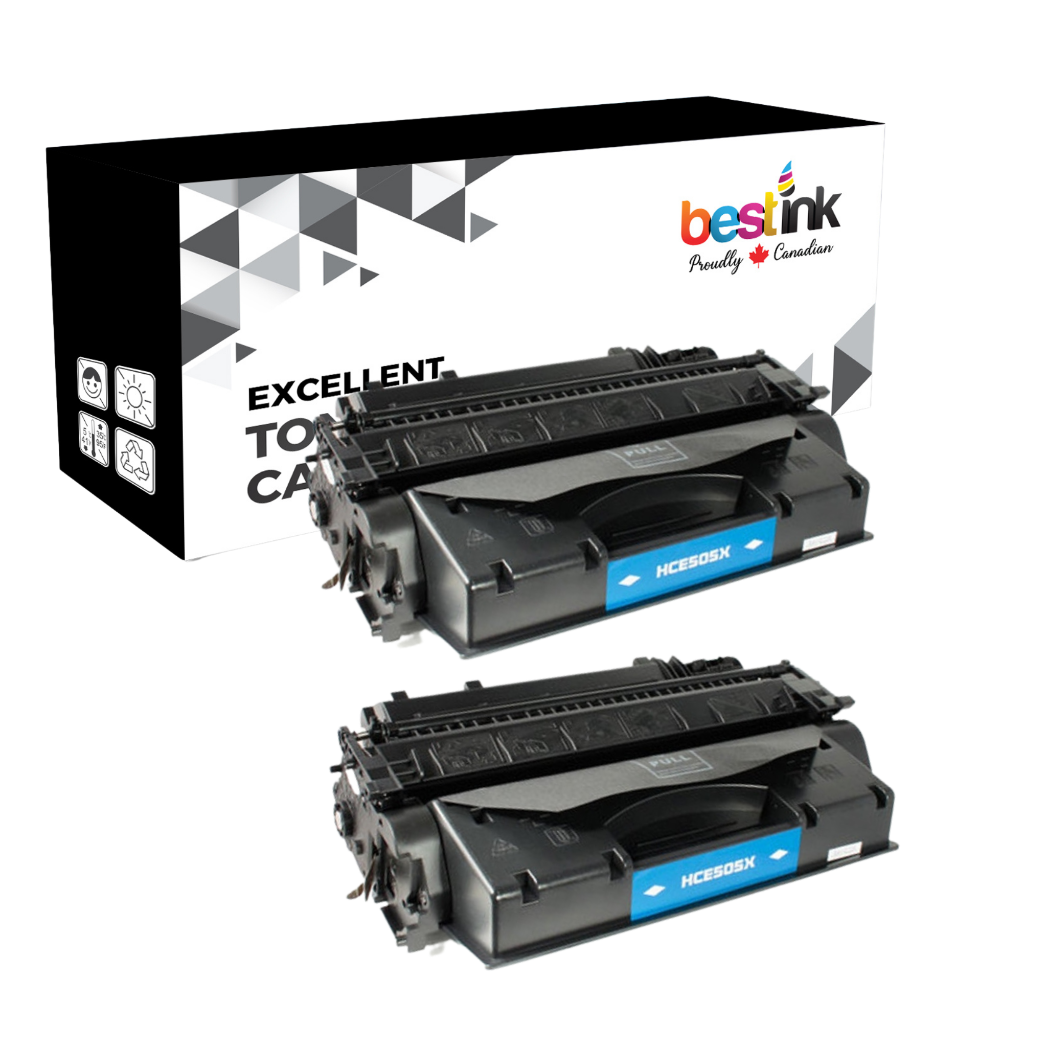 Compatible HP 05X CE505X Black Toner Cartridge High Yield (2 Pack)