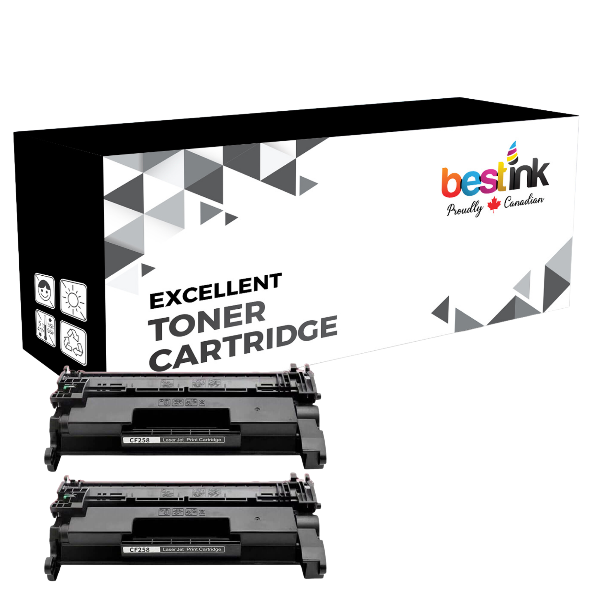 Compatible HP 58A CF258A Black Toner Cartridge - With Chip (2 Pack)