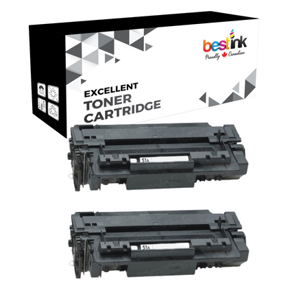Compatible HP 51A Q7551A Black Toner Cartridge (2 Pack)