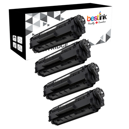 Compatible HP 12A Q2612A Black Toner Cartridge (4 Pack)