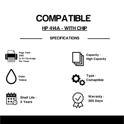 Compatible HP 414A W2020A Yellow Toner Cartridge - With Chip