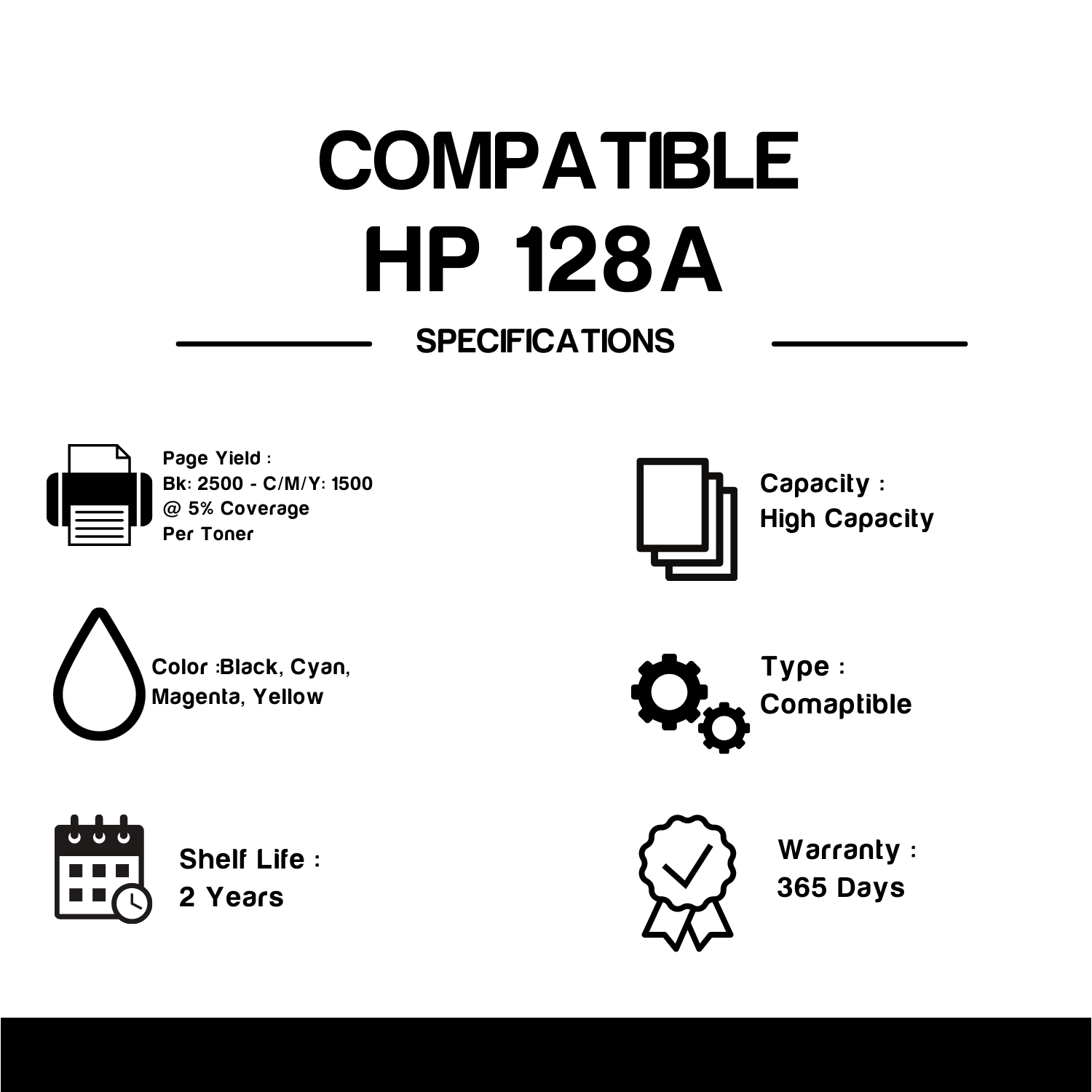 Compatible  HP 128A Toner Cartridge Combo BK/C/M/Y K (4 Pack)