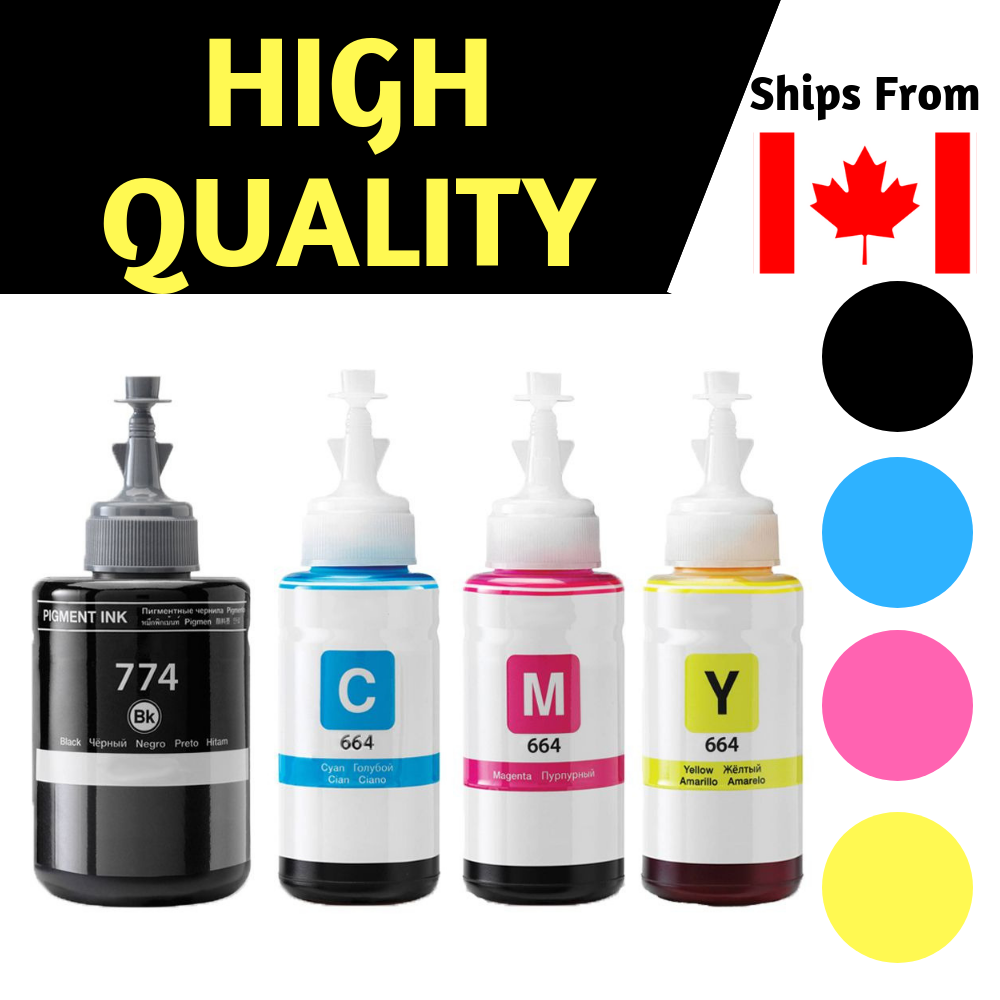 Best Ink Compatible Ink Bottle Replacements for 774 & 664 (1 Black, 1 Cyan, 1 Magenta, 1 Yellow, 4-Pack) T774 , T664 for use in Expression ET-3600, WorkForce Series ET-16500,ET-4550 (Black upto 7000 Pages & Cyan ,Megenta & Yellow upto 6500 Pages)