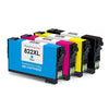 Epson T822XL Remanufactured Ink Cartridge Combo High Yield BK/C/M/Y for use in WorkForce Pro WF-3820, WorkForce Pro WF-4820, WorkForce Pro WF-4830, WorkForce Pro WF-4834